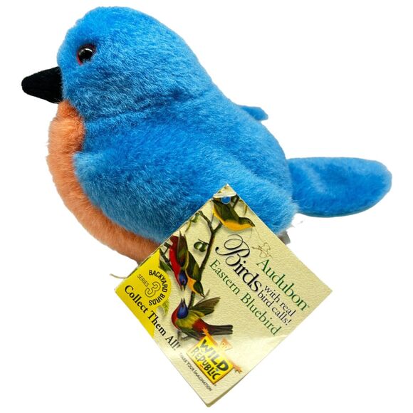 Wild Republic Audubon Eastern Bluebird 6" Plush Stuffed Realistic Bird Sounds - Picture 2 of 8
